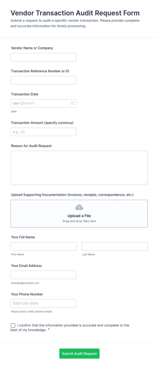 Vendor Transaction Audit Request Form Template