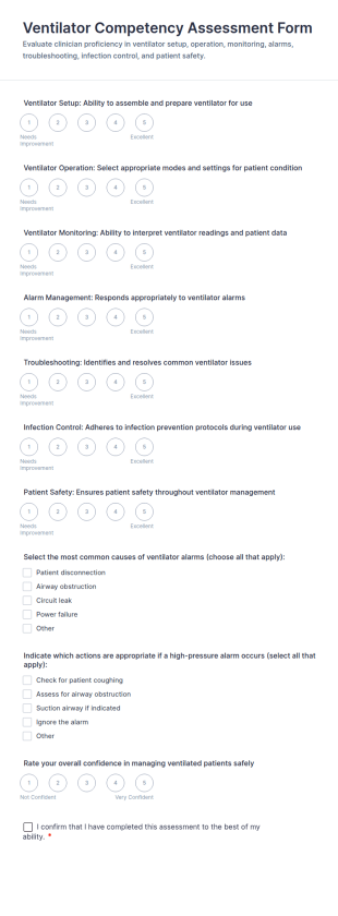 Ventilator Competency Assessment Form Template