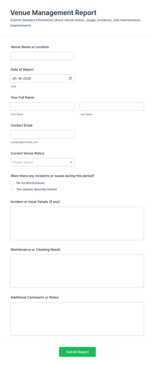 Venue Management Report Form Template