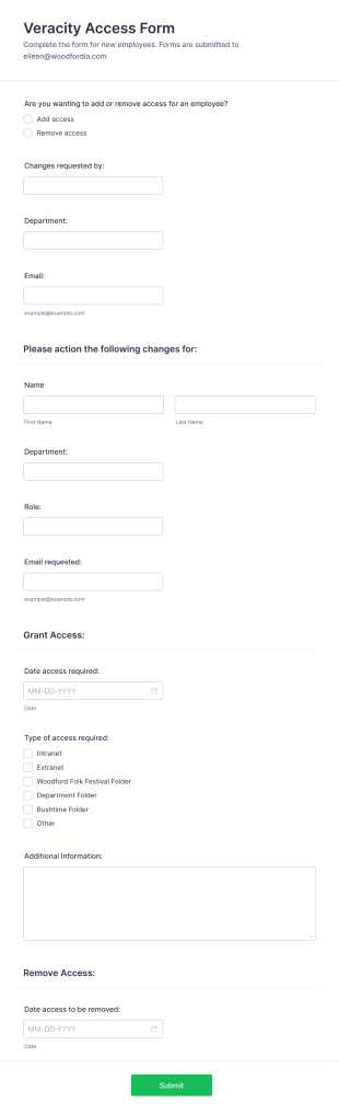 Veracity Access Form Template