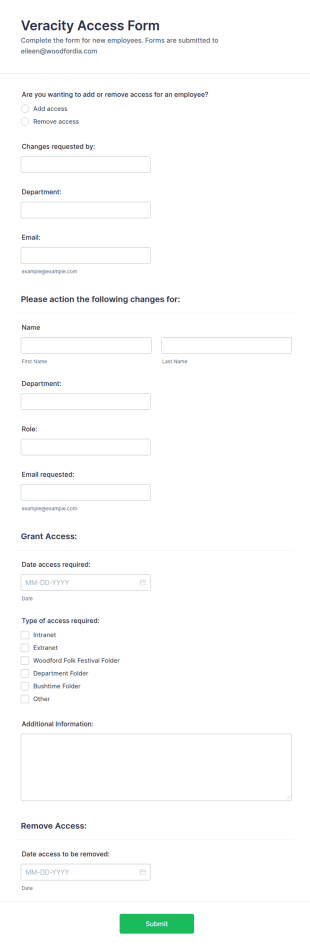 Veracity Access Form Template