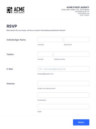 Veranstaltung RSVP Formular