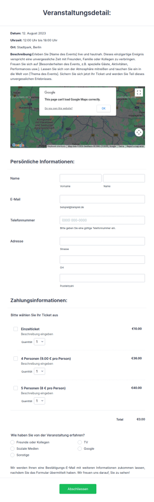 Anmeldung Zu Einer Veranstaltung