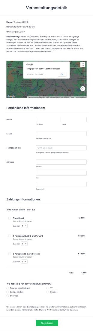 Anmeldung Zu Einer Veranstaltung