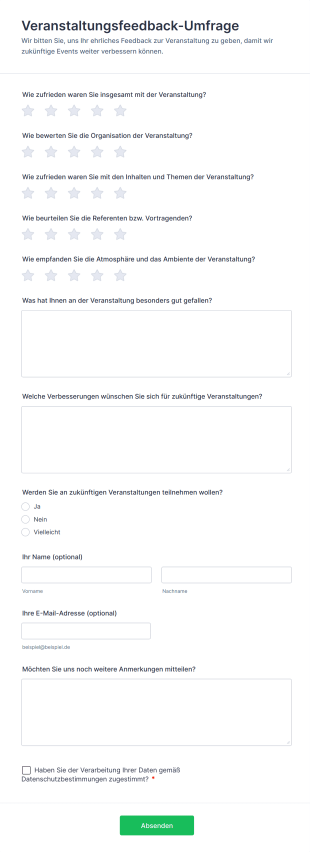 Veranstaltungsfeedback Umfrage