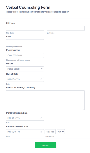 Verbal Counseling Form Template