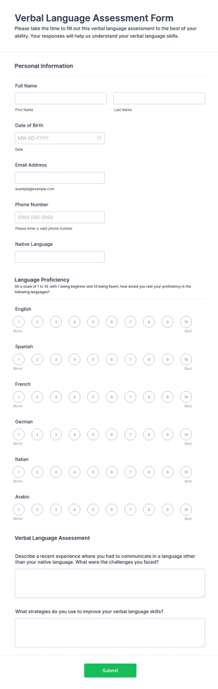 Verbal Language Assessment Form Template