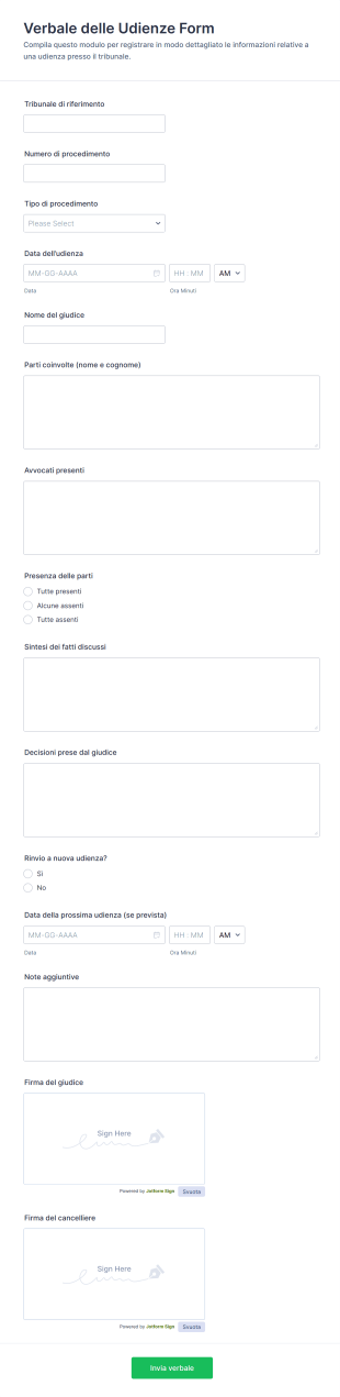 Verbale Delle Udienze Form
