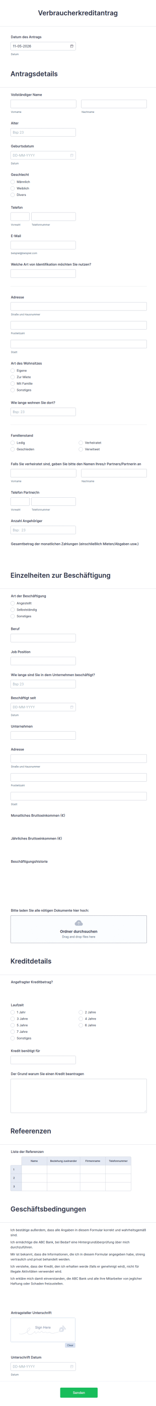 Verbraucherkreditantrag