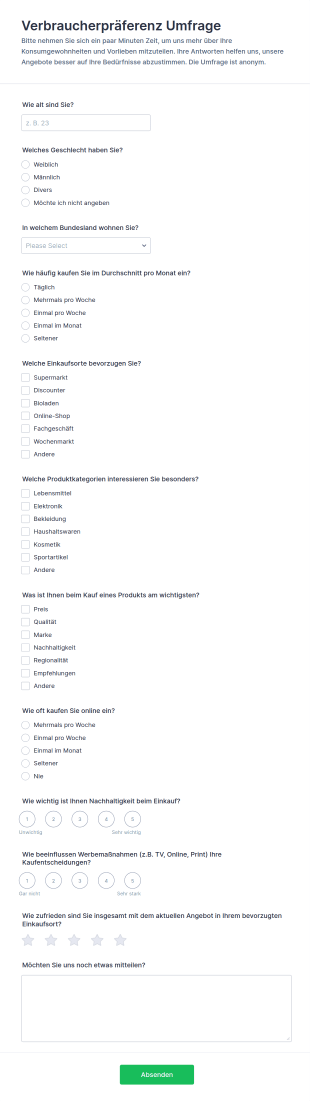 Verbraucherpräferenzumfrage