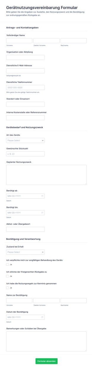 Vereinbarung Zur Nutzung Von Geräten Waiver
