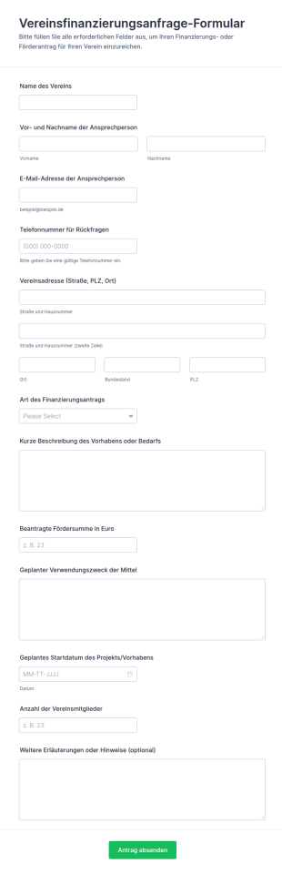 Vereinsförderungsantragsformular