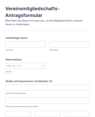 Vereinsmitgliedschafts Antragsformular