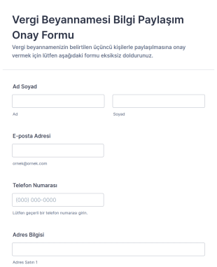 Vergi Beyannamesi Bilgi Paylaşım Onay Form Şablonu
