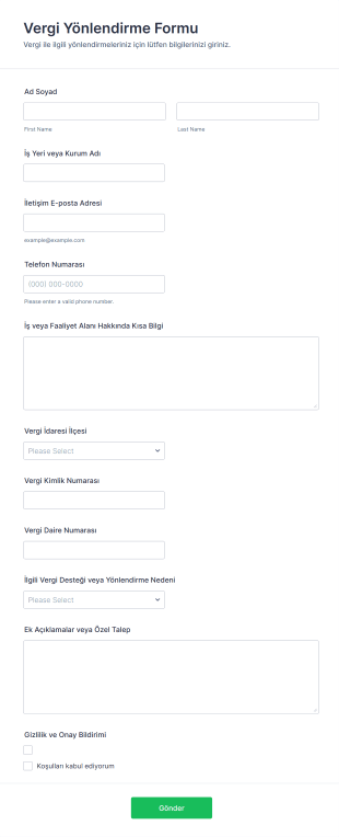 Vergi Yönlendirme Form Şablonu