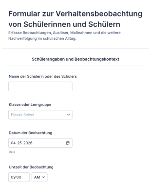 Verhaltensüberwachungsbogen Für Schüler