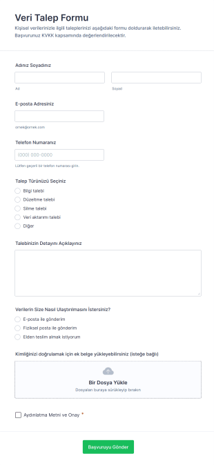 Veri Talep Form Template