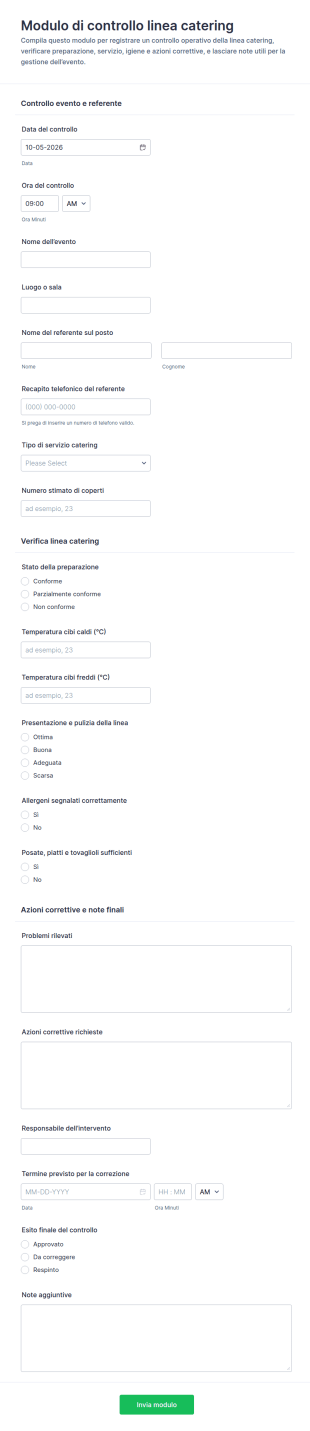 Verifica Linea Catering Checklist