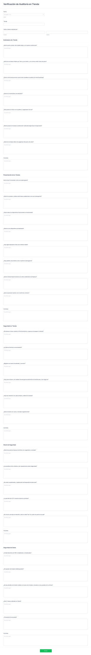 Verificación De Auditoría En Tienda Form Template