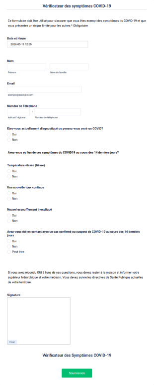 Vérificateur Des Symptômes COVID 19