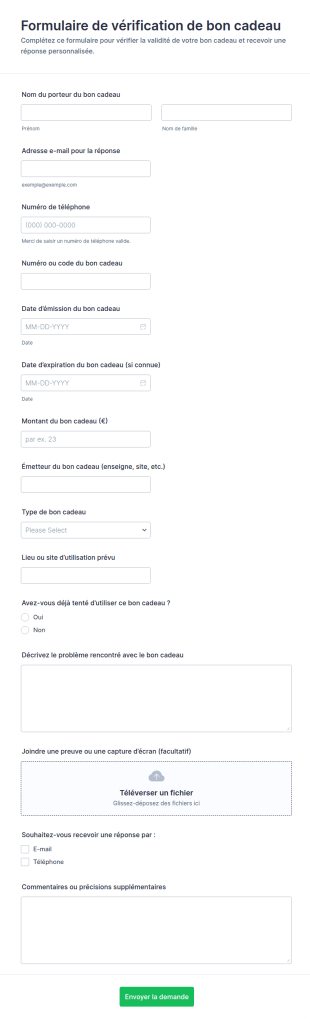 Vérification De Carte Cadeau