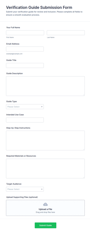 Verification Guide Submission Form Template