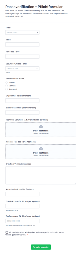 Verifizierungsformular Für Rassen