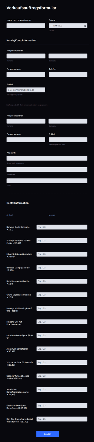 Verkaufsauftragsformular