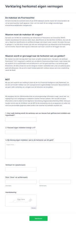 Verklaring Herkomst Eigen Vermogen Form Template
