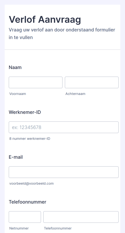 Verlof Aanvraagformulier
