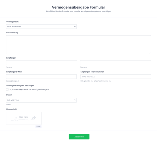 Vermögensübergabe Formular Form Template