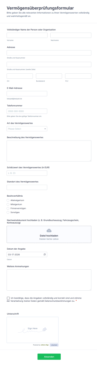 Vermögensüberprüfungsformular