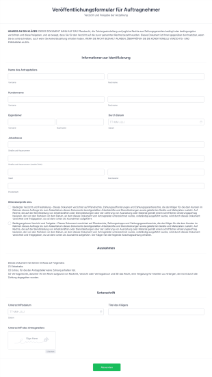 Veröffentlichungsformular Für Auftragnehmer