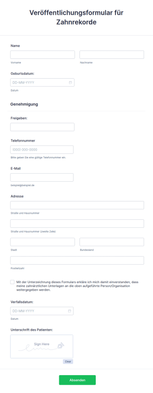 Veröffentlichungsformular Für Zahnrekorde