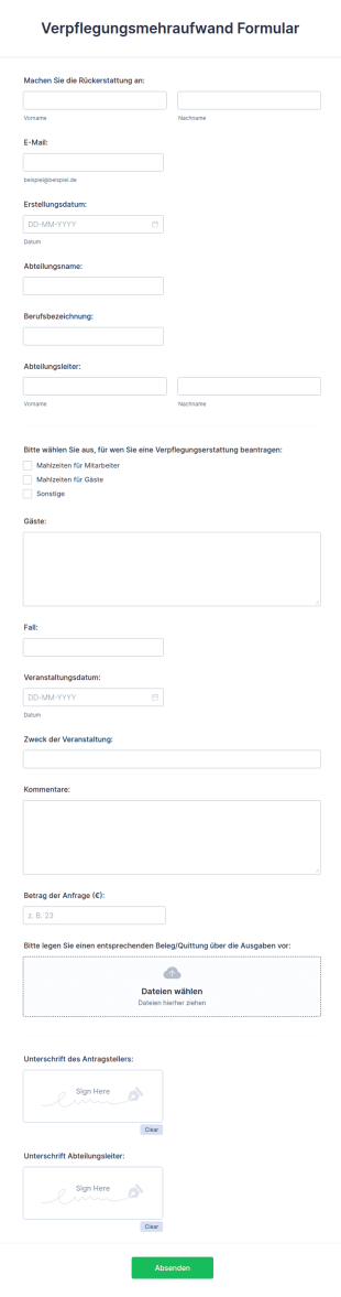 Verpflegungsmehraufwand Formular