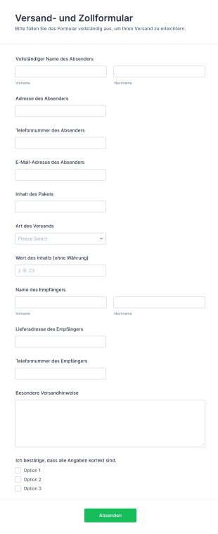 Versand Und Zollformular