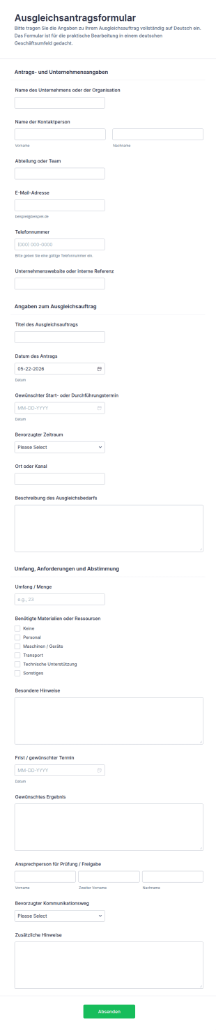 Verschiebungsanfrage Formular