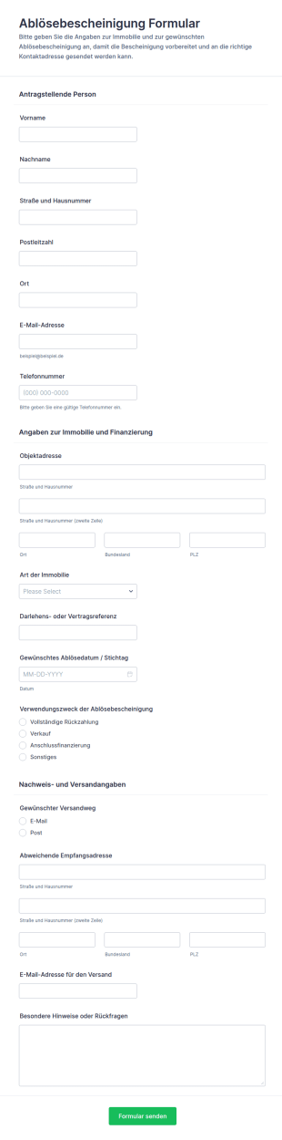 Verschuldungsfreistellungsanfrage Formular