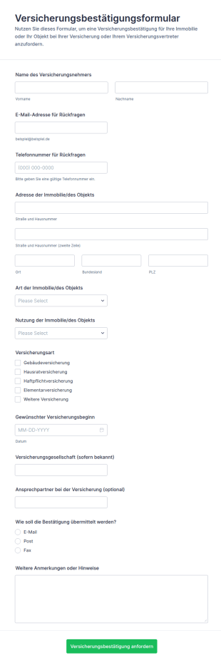 Versicherungsanfrageformular