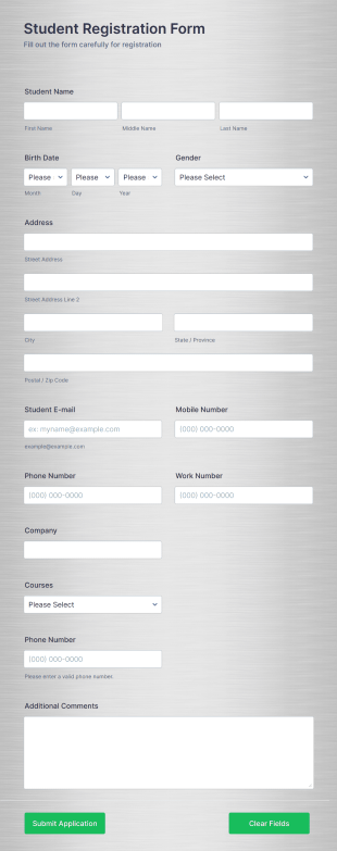 Version 2 Of Course Registration Form Template