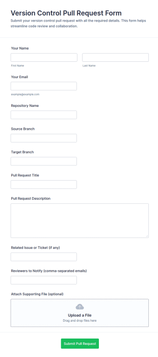 Version Control Pull Request Form Template