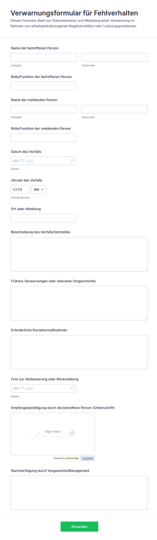 Verstoßwarnung Formular