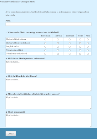 Vertaisarviointilomake Form Template