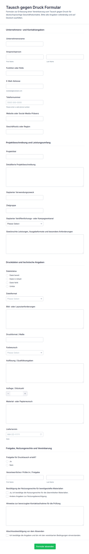 Vertrag Für Druckaufträge Zustimmungserklärung