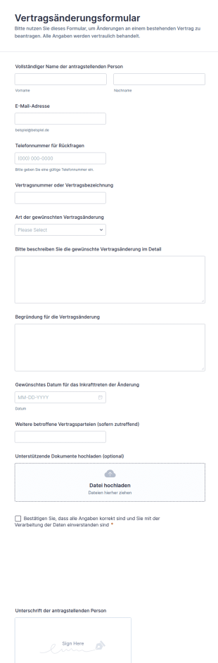Vertragsänderungsformular