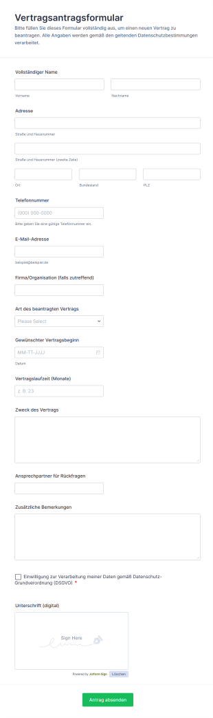 Vertragsantragsformular