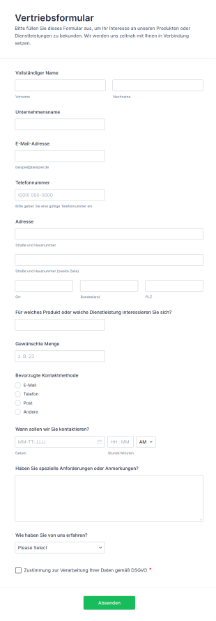 Vertriebsformular