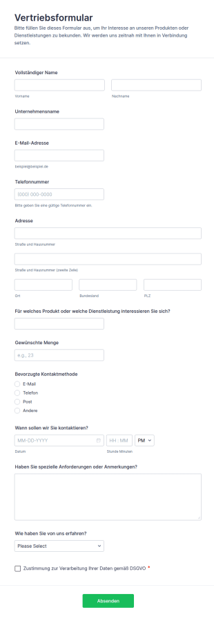 Vertriebsformular