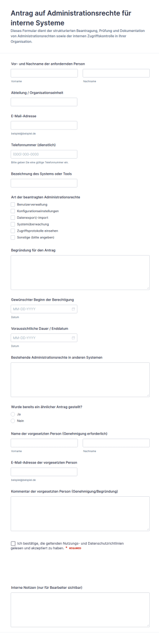 Verwaltung Von Admin Rechten Formular