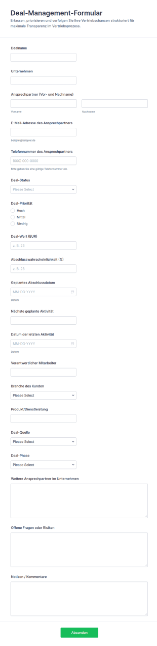 Verwaltungsformular Für Angebote Und Abschlüsse